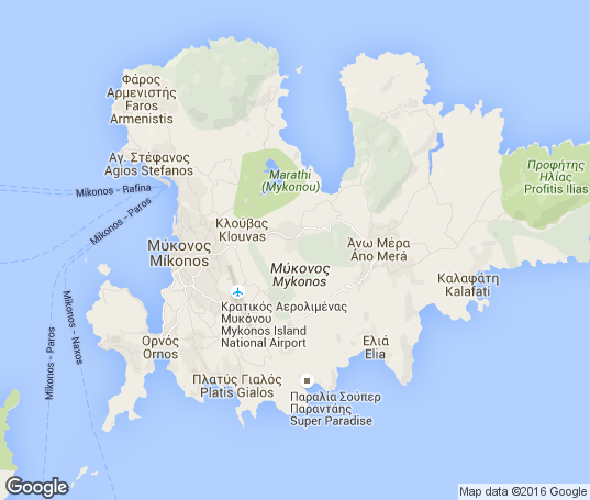 Mapa de los apartamentos en Mykonos